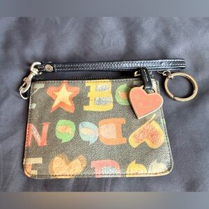 Dooney & Bourke Doodle/ Scribble w/ Heart Keychain Wristlet